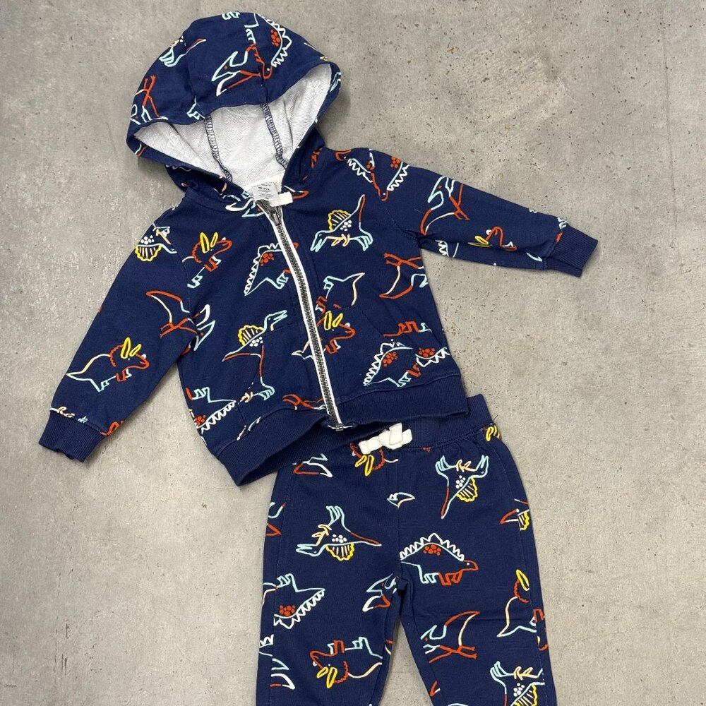 Carter’s Baby Boys Dinosaur Hoodie & Jogger Set | Size 9M | Like New